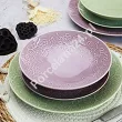 Komplet talerzy na 6 osób (18 el) Lubiana - Hanami Pistacjowa Zieleń / Pudrowy Róż