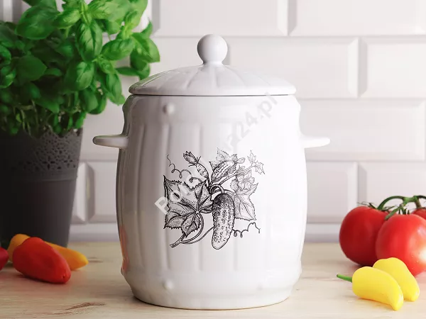 Beczka hermetyczna z kamionki 6,0 L Bella Fiore - Biała 1TR.BECZ.41637 Beczka hermetyczna z kamionki 6,0 L Bella Fiore - Biała 1TR.BECZ.41637