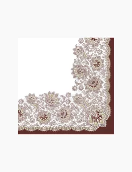 Serwetki 33 x 33 cm (20szt) Polmak -  Białe bordo hafty klasyczne 55.SL-OG-059402