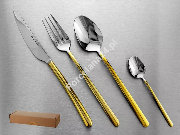 Komplet sztućców 24 cz. na 6 osób Hisar - Bahama Gold (4.0/3.0mm) złocone Komplet sztućców 24 cz. na 6 osób Hisar - Bahama Gold (4.0/3.0mm) złocone