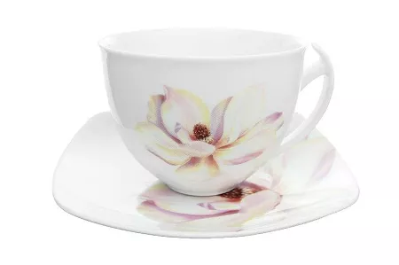 Filiżanka ze spodkiem 0,45 L / 17,5 cm Chodzież - Akcent E604 PEONIA