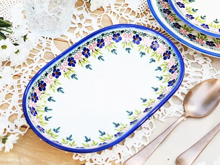 Półmisek owalny 33 cm Bolesławiec - Mariańska Koronka
