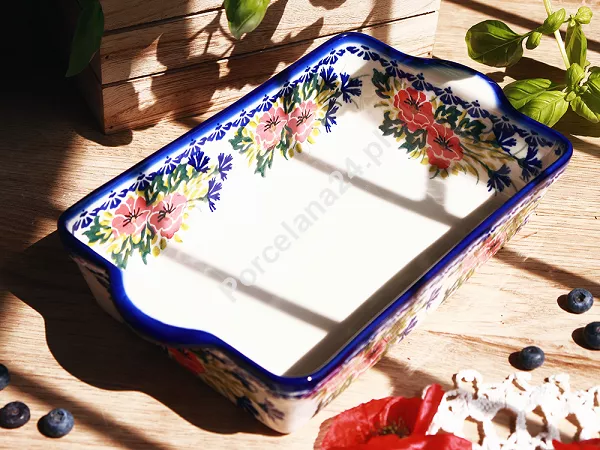 Naczynie do zapiekania 29 cm prostokątne Bolesławiec - Maki Smolińskiej Naczynie do zapiekania 29 cm prostokątne Bolesławiec - Maki Smolińskiej