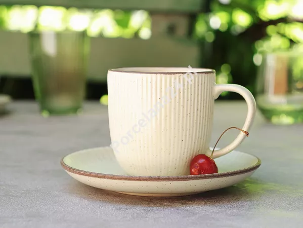 Filiżanka ze spodkiem 0,24 L/ 15 cm Porline - Modo Poranna Szałwia Filiżanka ze spodkiem 0,24 L/ 15 cm Porline - Modo Poranna Szałwia