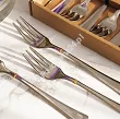 Komplet 6 widelczyków do ciasta 15 cm Pintinox 1929 - Leonardo (3.0 mm) złocone GIFT BOX