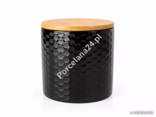 Pojemnik czarny z bambusową pokrywą Tuvo 670 ml  - 1D.POJ.29513 Pojemnik czarny z bambusową pokrywą Tuvo 670 ml  - 1D.POJ.29513